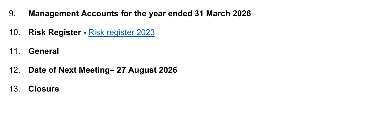 Agenda item 10 — Risk register 2023